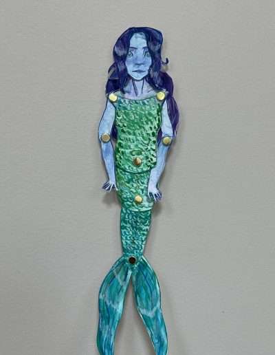 Paper Doll of blue and green mermaid.